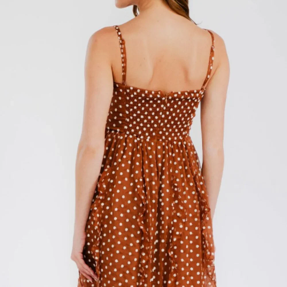 Embroidered flower ruffle maxi dress- Back smocking, ruffled skirt - Picture 11 of 13